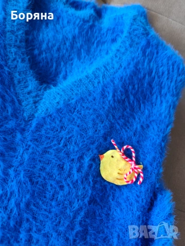 НАМАЛЕН - Нов пухкав пуловер бутик Vision с брошка, снимка 10 - Блузи с дълъг ръкав и пуловери - 38572644