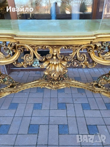 Италианска барокова конзола с огледало , снимка 3 - Огледала - 53300924