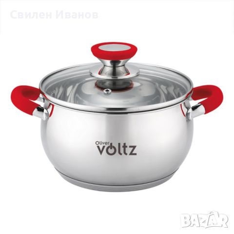 Тенджера Voltz, Червени дръжки, Неръждаема стомана, снимка 1 - Съдове за готвене - 46173303