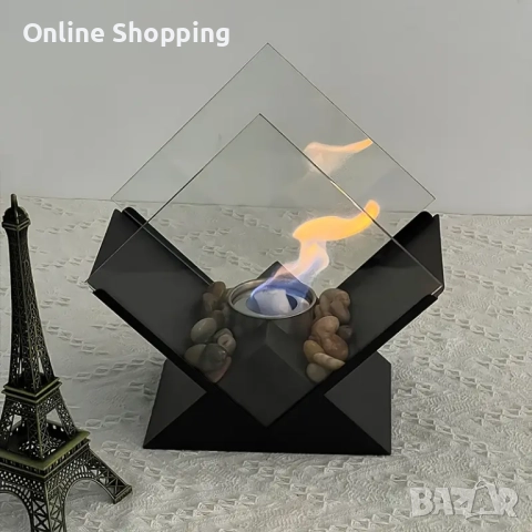 Дизайнерска настолна биокамина от стомана на биоетанол, снимка 6 - Камини - 52683977