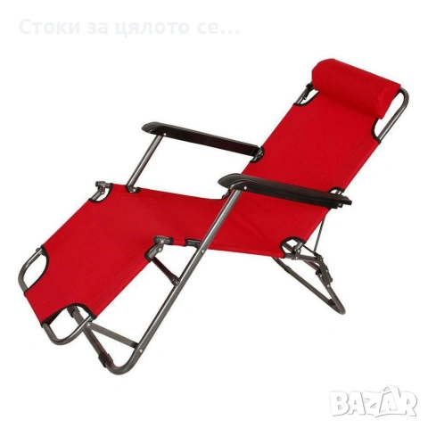 Градински сгъваем шезлонг Muhler до 100кг, снимка 2 - Градински мебели, декорация  - 53719881