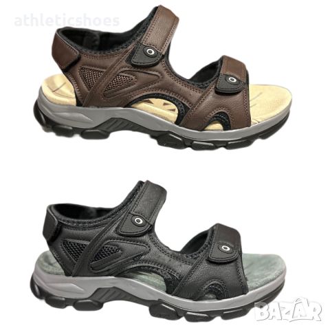 Мъжки сандали еко кожа с естествена стелка в кяфяво и черно, снимка 1 - Мъжки сандали - 45555163