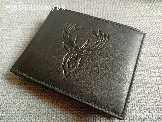  Кожен портфейл Friedrich с RIFD NFC защита и щампа на еленска глава , снимка 7 - Портфейли, портмонета - 53617278