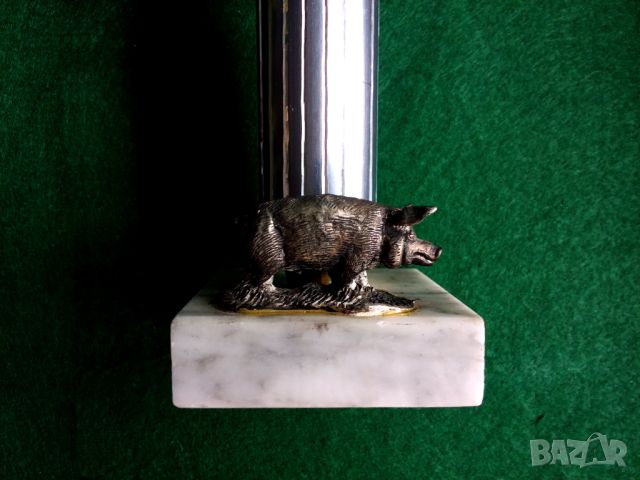 Стара наградна купа за фермер свинар -прасе свиня фигура, снимка 8 - Други ценни предмети - 45284799