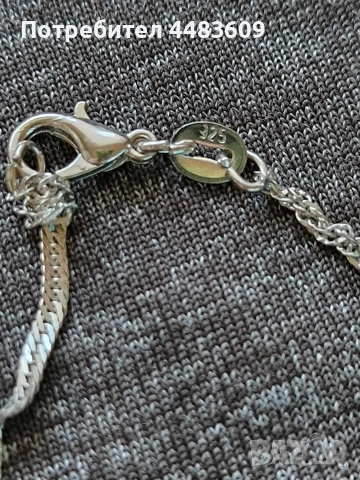 Сребърно колие с бял цирконии , снимка 4 - Колиета, медальони, синджири - 53759382