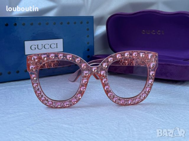 GUCCI дамски слънчеви очила котка прозрачни с камъни , снимка 7 - Слънчеви и диоптрични очила - 45169396