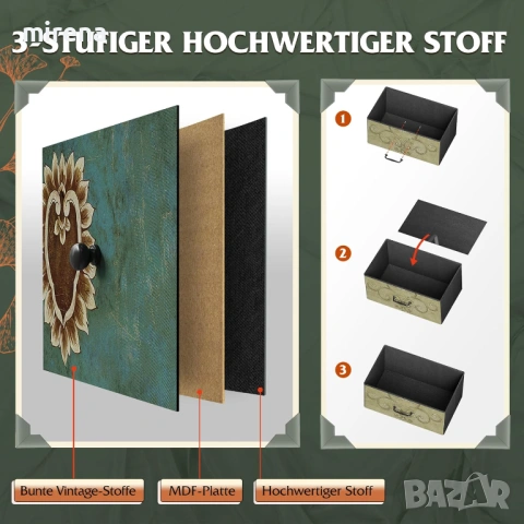 Скрин от плат с 9 чекмеджета, здрава стоманена рамка, Винтидж принт, снимка 7 - Скринове - 53144600