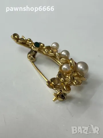 Сребърна брошка с позлата , снимка 4 - Антикварни и старинни предмети - 49986438