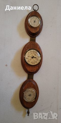 Старинен часовник и барометър, снимка 2 - Стенни часовници - 33873112