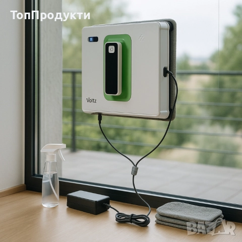 Робот за почистване на прозорци Voltz, 72W, всумак. мощност-2500Ра, Wi-Fi, 2 дюзи, контейнер 40мл, снимка 4 - Други - 52988667