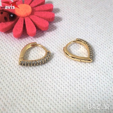 Обеци с 14К златно покритие 2141903, снимка 3 - Обеци - 54286530
