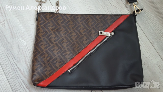 Нова мъжка кожена чанта FENDI MESSENGER BAG, снимка 2 - Чанти - 53851443