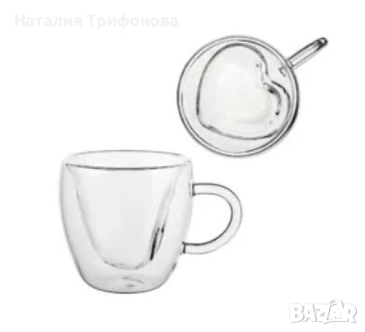 Двустенна стъклена термо чаша във формата на сърце , снимка 9 - Чаши - 54183308
