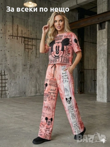 Mickey Mouse Дамски Спортен Комплект Тениска И Долнище🔝Дамски Спортен Екип Мики Маус Код A1351, снимка 3 - Спортни екипи - 53931970