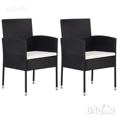 vidaXL Градински столове, 2 бр, полиратан, черни(SKU:43933