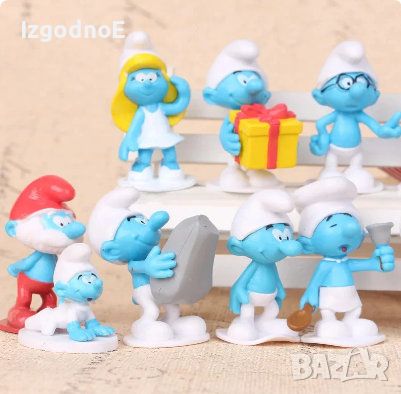 Голям лот смърфовете, 12бр фигурки за торта Smurfs НОВИ, снимка 2 - Фигурки - 45665124