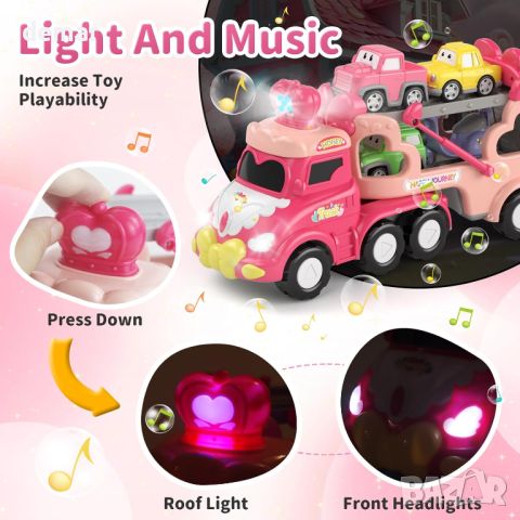 usrela Играчки за 1-4 годишно момиче Камион, Камион 7 в 1 със светлина и музика, снимка 4 - Коли, камиони, мотори, писти - 46395610