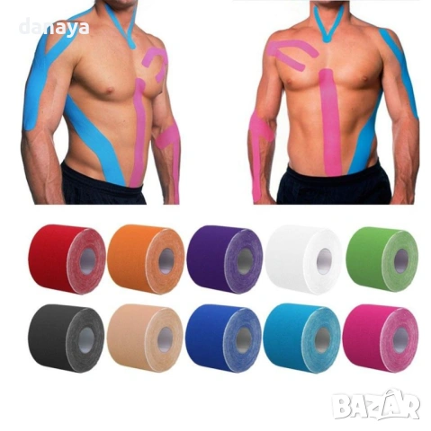 6465 Кинезио лента спортна лента за стабилизиране на мускули и стави, 5см x 5м, снимка 5 - Масажори - 53766561