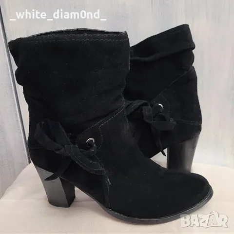 Дамски черни ботуши на ток номер 41 , снимка 2 - Дамски ботуши - 49799867