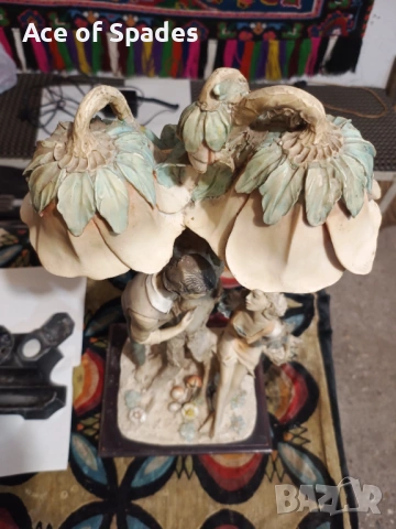  Страхотна Порцеланова Винтидж Настолна Лампа, снимка 5 - Настолни лампи - 53423921