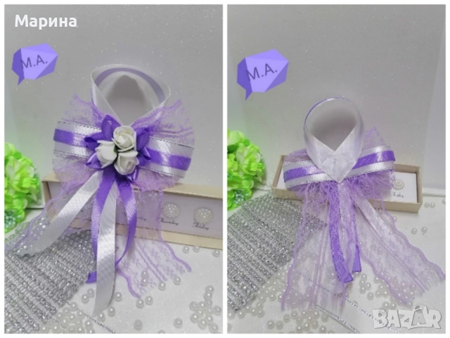 Подвижна украса за шампанско, за чаши, за свещи в лилаво., снимка 13 - Сватбени аксесоари - 52480938