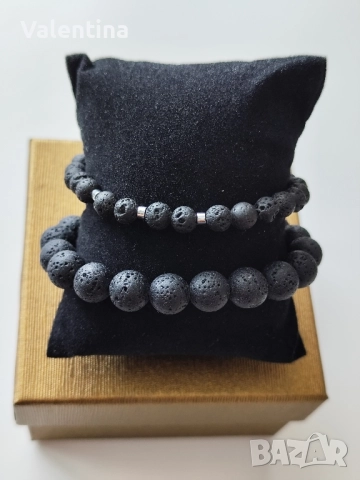 Гривни за двама вулканичен камък , снимка 3 - Гривни - 51615595