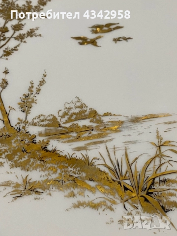 Alka-Kunst.Kaiser.1958-1960г. Голяма чиния с златен мотив., снимка 3 - Антикварни и старинни предмети - 52126781