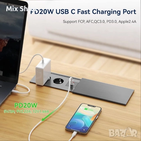 Нов 3M електрически разклонител, вграден контакт за кухненски плот USB C PD20W, снимка 2 - Друга електроника - 53971640
