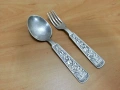 стари посребрени прибори за хранене вилица и лъжица , снимка 1