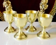 Чаши за ракия от месинг,на столче., снимка 1