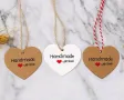 50 бр обли сърце сърца Handmade with love Тагове табелки етикети картонени подаръци ръчна изработка, снимка 1