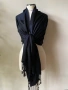 Черeн шал на тъмносини райета от вълна, снимка 3