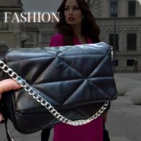Луксозна дамска чанта с метална дръжка за рамо тип синджир, снимка 3 - Чанти - 45766566