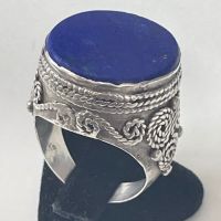 Стар сребърен пръстен ръчна изработка с Лапис лазули, снимка 5 - Антикварни и старинни предмети - 45462921