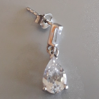 Вносни сребърни обеци с фацетиран кристал, снимка 3 - Обеци - 45039634