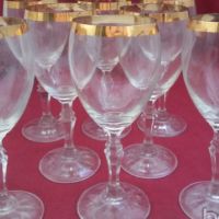 кристални чаши с широк златен кант , снимка 3 - Антикварни и старинни предмети - 19031344