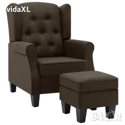 vidaXL Фотьойл с табуретка за крака, кафяв, текстил(SKU:320155), снимка 1