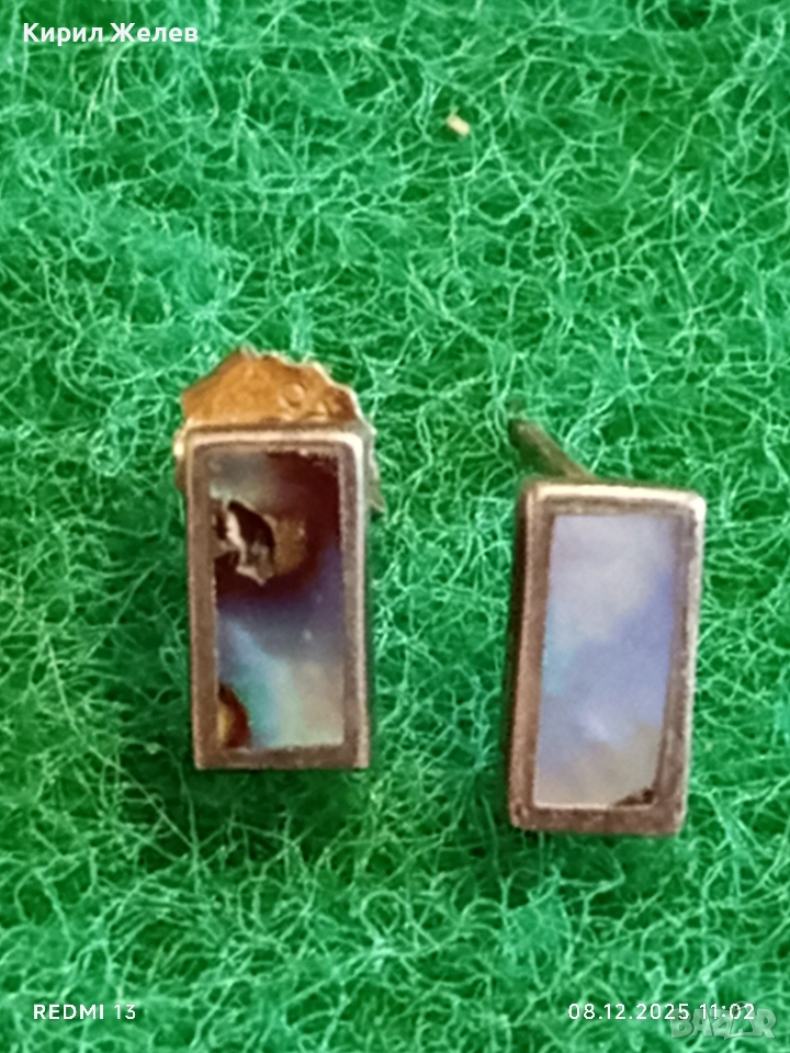 Винтидж сребърни обеци с седеф 38913, снимка 1