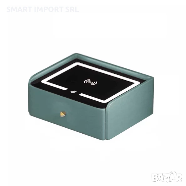 Интелигентно нощно шкафче Smart Heater LED, USB и Type-C порт, Bluetooth, зелен, снимка 1