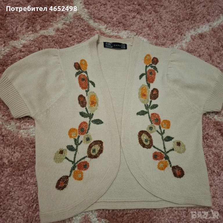 ZARA Дамски Елек с бродерия, снимка 1