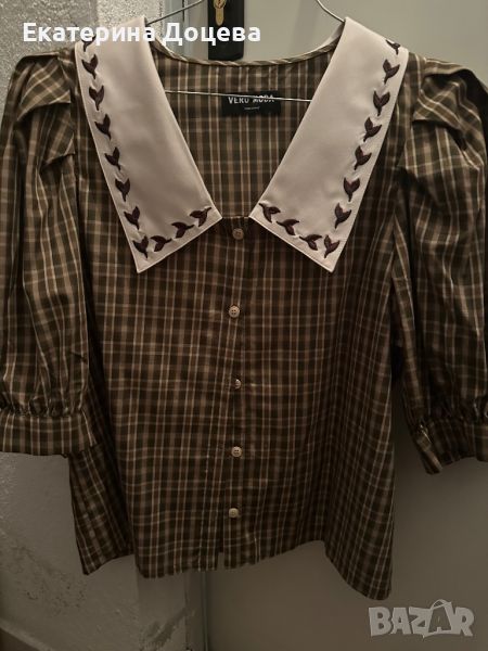 Риза каре с буфан ръкав, снимка 1