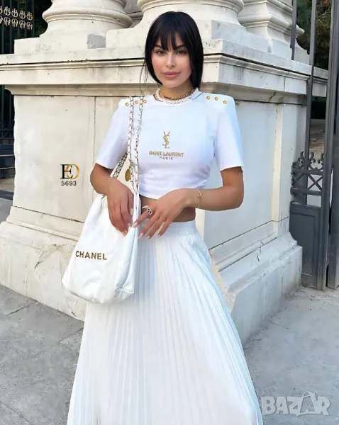 дамски комплекти  тениска/кроп и дълга пола солей yves saint laurent, снимка 1