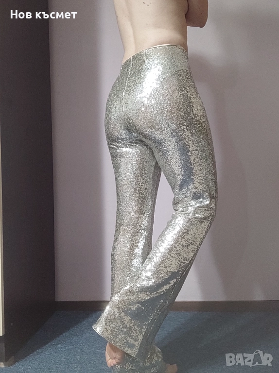 Нов панталон Н&М с пайети, сребристи пайети, черни пайети, размер S и XS, снимка 1