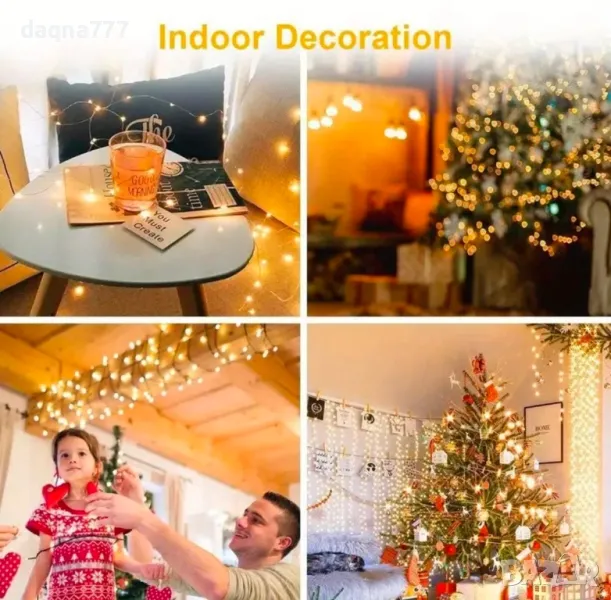 1 бр. USB LED Светлинна  Връв Медно-Сребристо Жица Гирляндна Лампа, Водоустойчиви Приказни Светлини , снимка 1