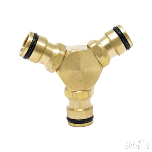 Трипосочен месингов конектор за маркуч, 1/2", снимка 1