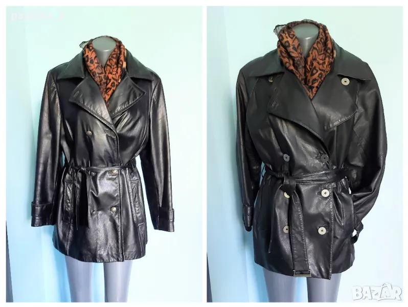 Два различни броя / Дамско двуредно яке / манто с вата, от естествена кожа , снимка 1