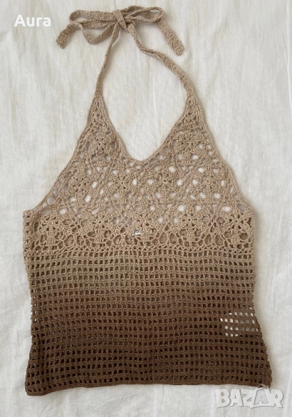 Brown Crochet halter top, снимка 1