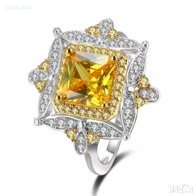 Сребърен дамски пръстен с цирсоний., снимка 1