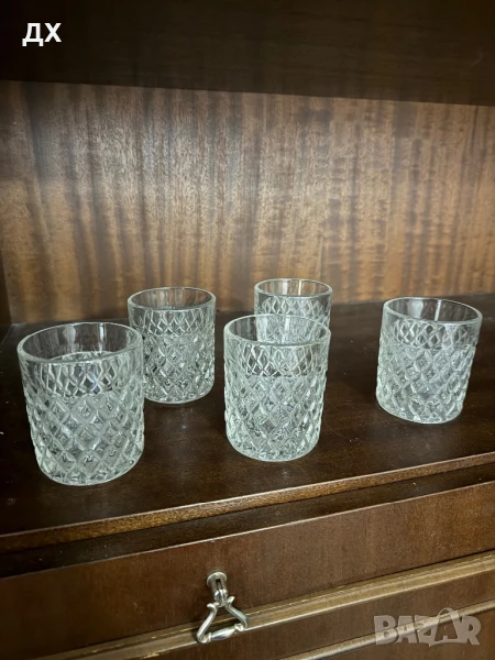5 броя стъклени чаши за уиски, ракия , снимка 1