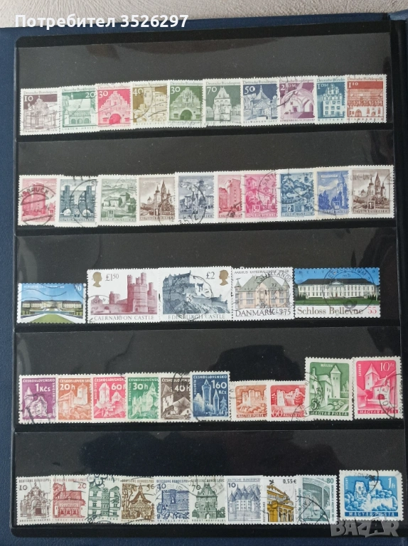 Колекция пощенски марки със 75 замъка и дворци., снимка 1